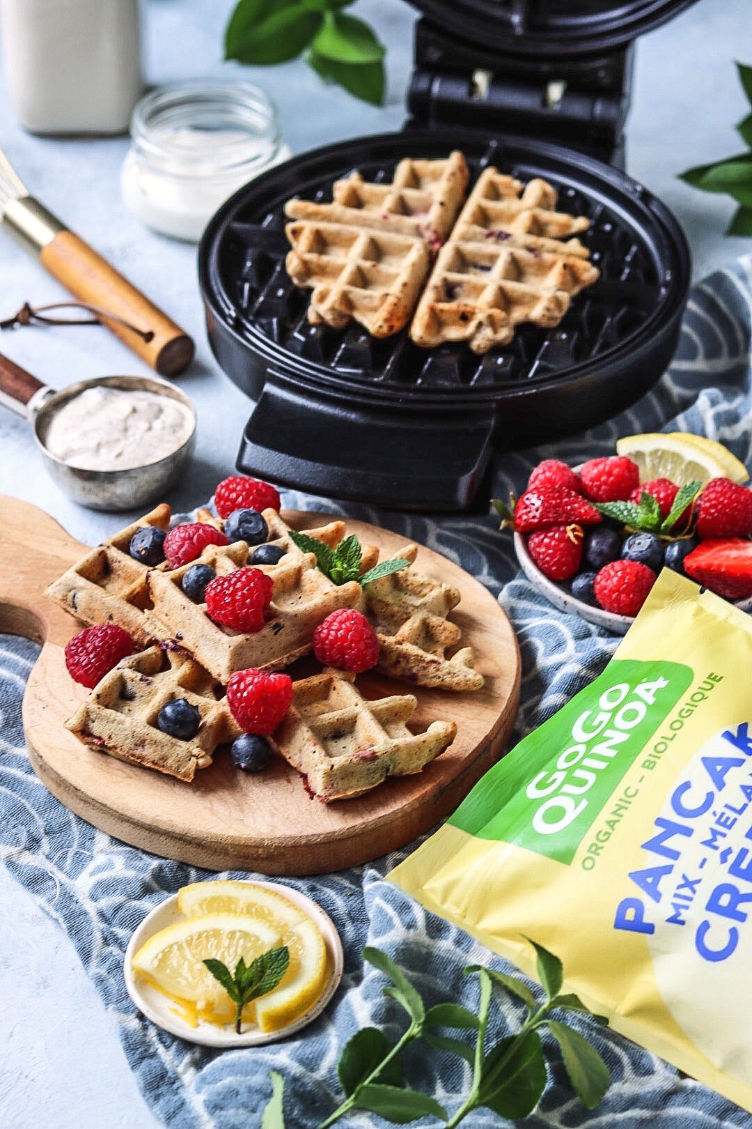 Lemon zest berry waffles