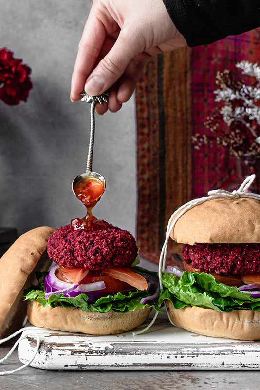 Baked Beetroot Chickpea Sliders