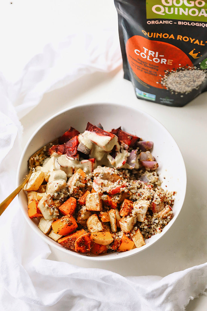 Root vegetable quinoa bowl