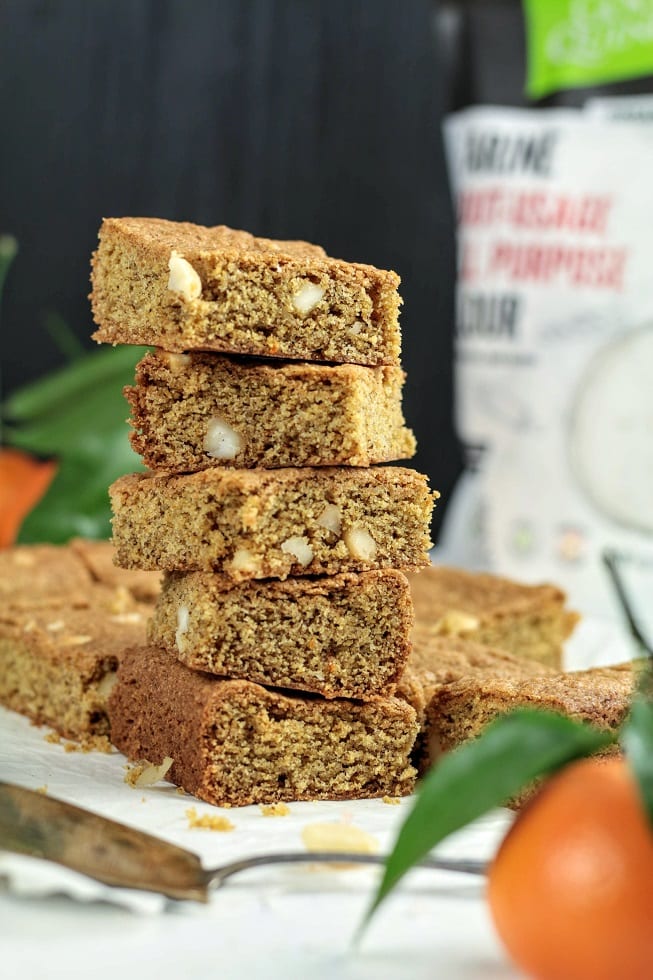 Vegan Mandarin and Macadamia Blondie