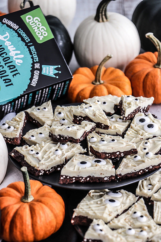 Mummy bark with double chocolate cookies