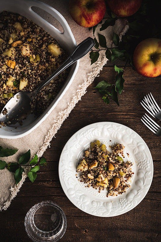 Quinoa Stuffing with Apples, Chestnut, and Sage