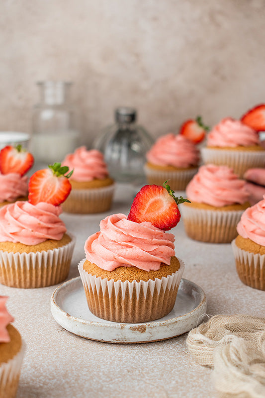 Vanilla Cupcakes with Strawberry Buttercream