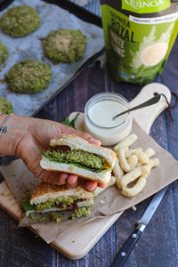 Vegan Quinoa and Pea Burgers