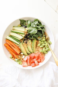 Vegan quinoa poke bowl