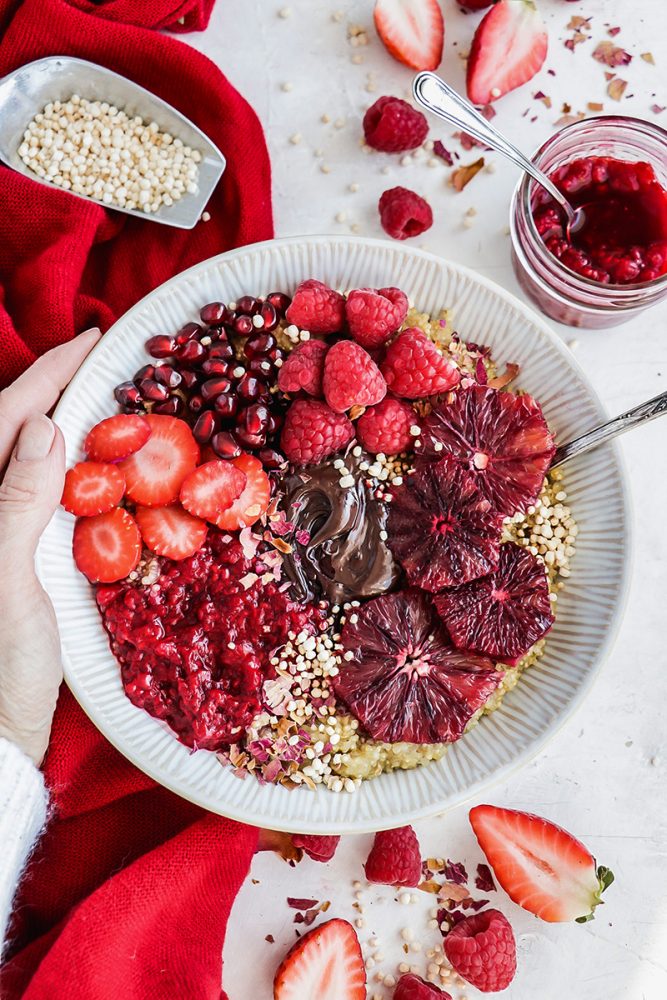 Buddha bowl style quinoa oatmeal