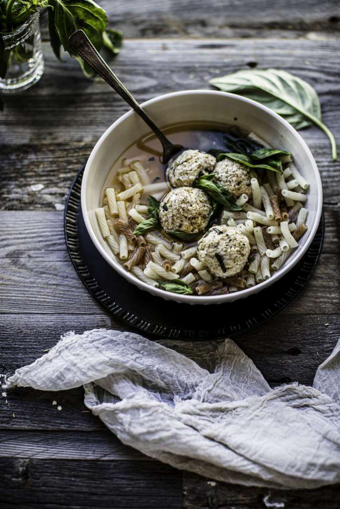 Vegan and Gluten-Free Macaroni and Meatball Soup