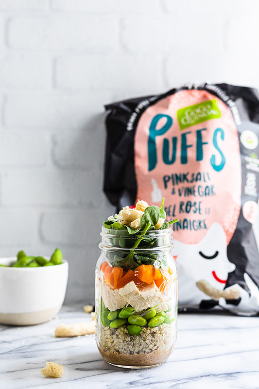 Mason Jar Salad with Soy Tahini Dressing